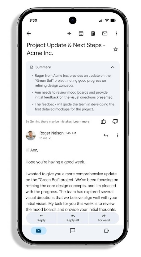 Gemini Gmail Summarized Feature